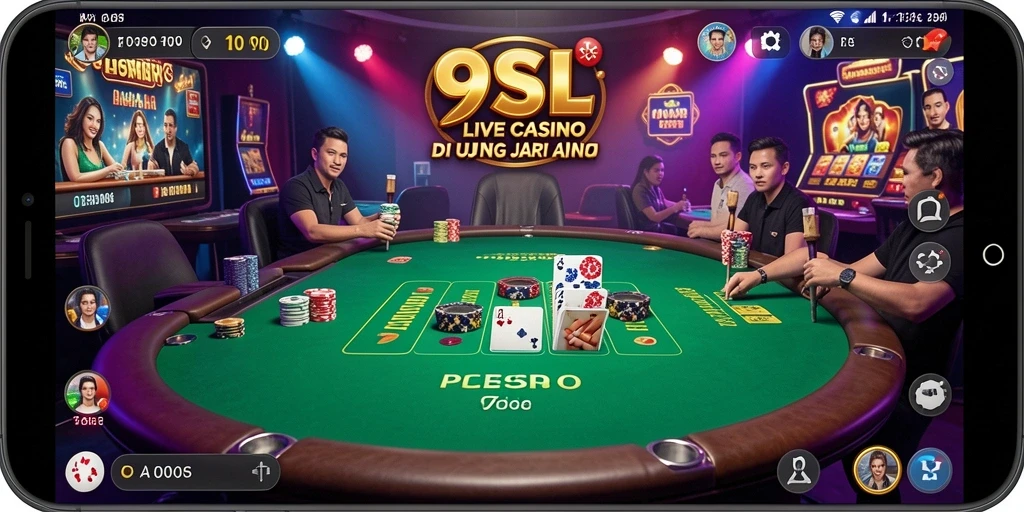Tampilan interaktif game Live Casino yang menegangkan di 9SL.
