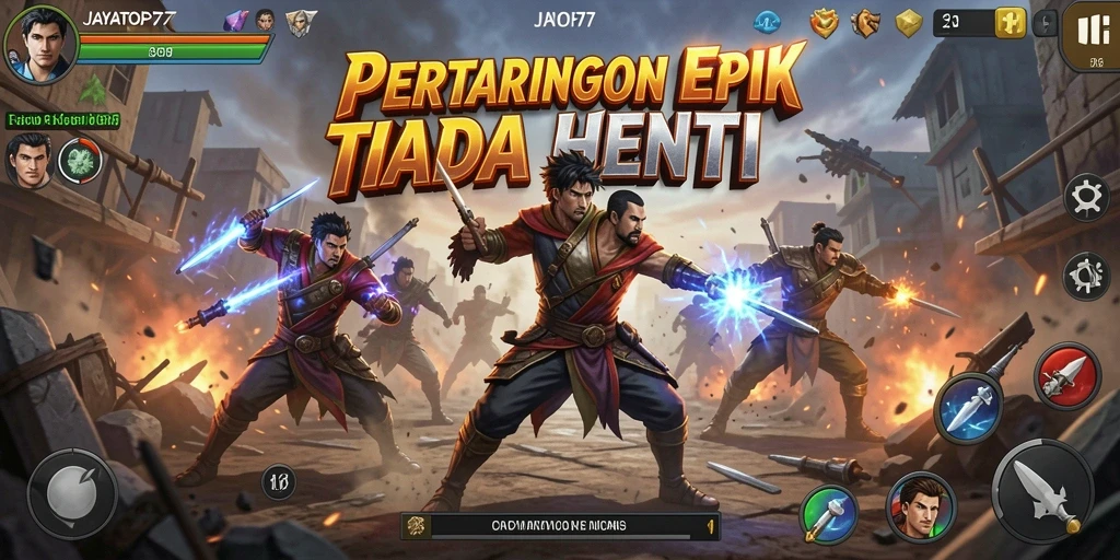 Screenshot utama JAYATOP77 menampilkan aksi pertarungan yang seru dan intens.
