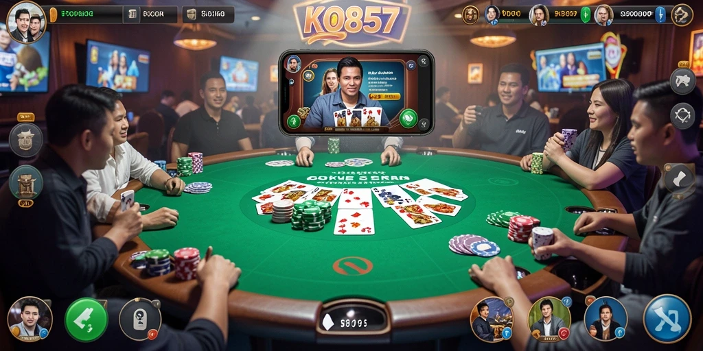 Screenshot gameplay KO857 menampilkan aksi seru permainan Poker.