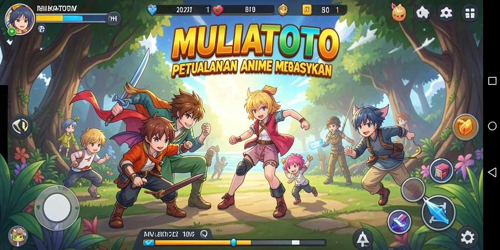Tampilan gameplay seru dari MULIATOTO dengan karakter Anime.
