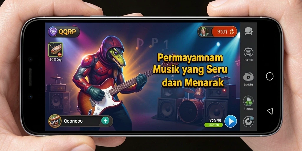 Tampilan gameplay QQRP yang menarik dengan banyak pilihan lagu.
