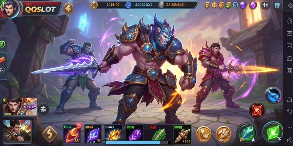 Tampilan menarik dari gameplay seru QQSLOT dengan aksi MOBA.